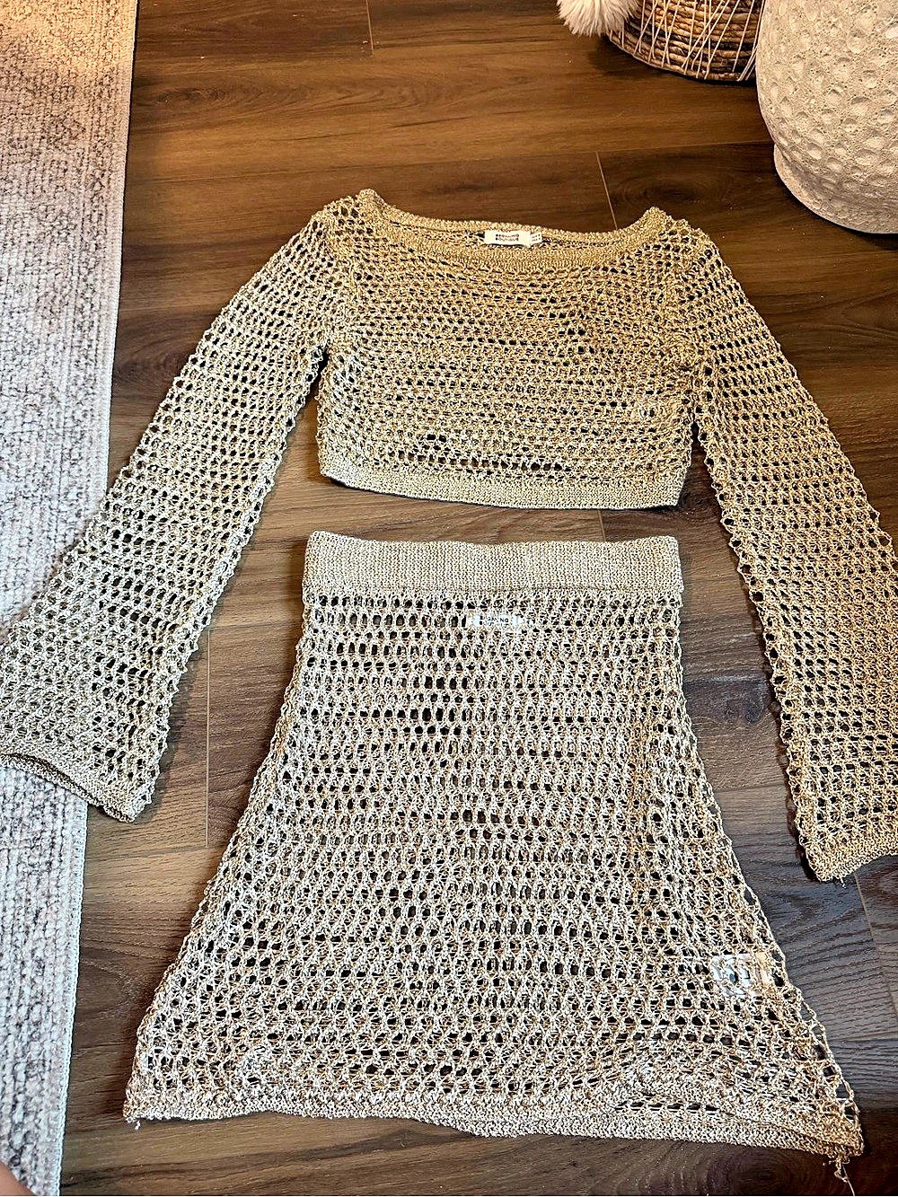 Beginning Boutique Gold Knit Two-Piece Set